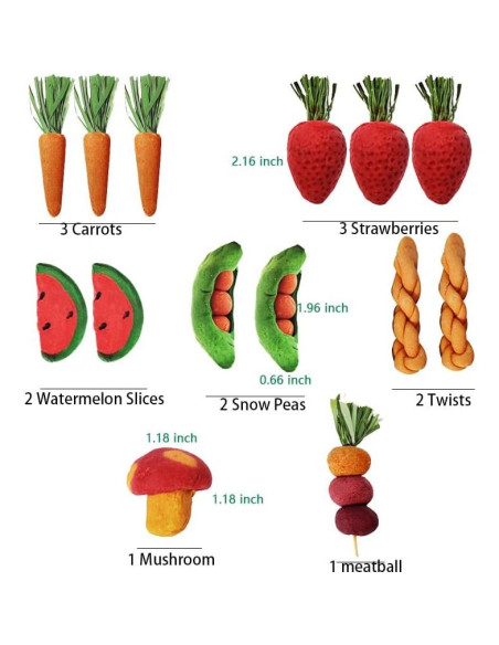 14 Piezas Juguetes Naturales para Conejos y Hámsters Finymk