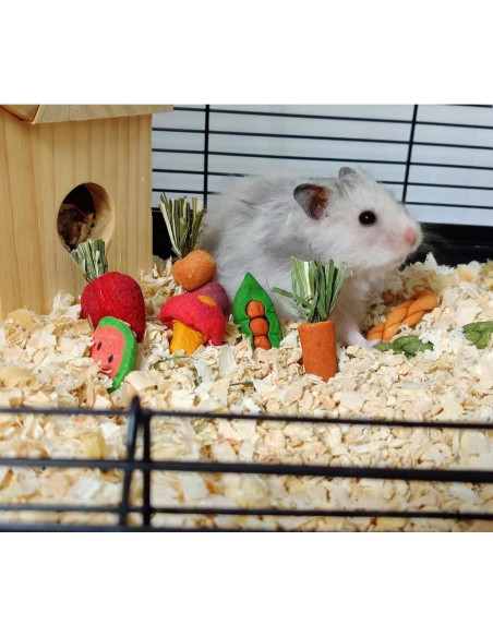 14 Piezas Juguetes Naturales para Conejos y Hámsters Finymk