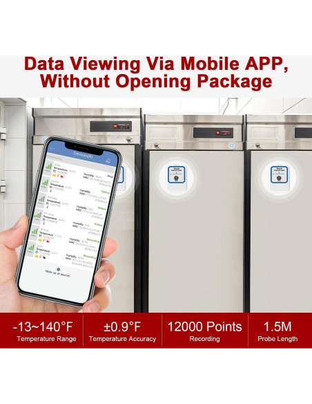 Registrador de Temperatura Bluetooth APRVTIO TE-B2 con App