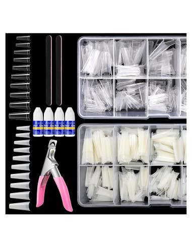 Kit de Consejos de Uñas Acrílicas Yokilly 1000 PCS con Pegamento