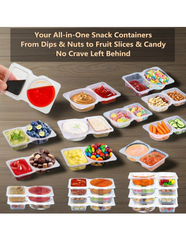 12 Recipientes Reutilizables Firwcwem Doble Compartimento 159ml