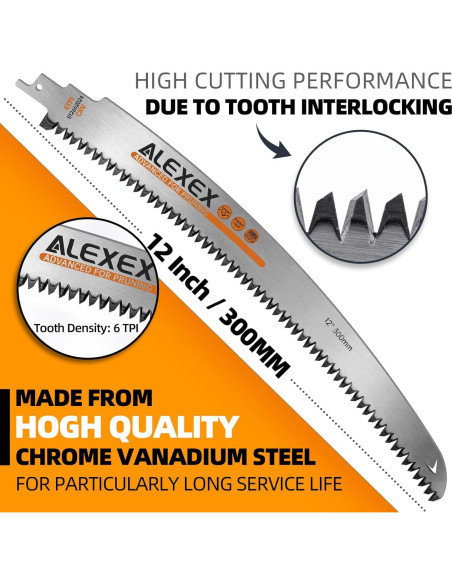 Hojas de Sierra Recíproca ALEXEX 30.48 cm 6Pcs para Madera