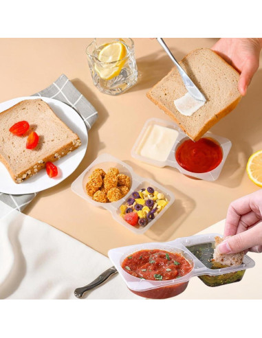 12 Recipientes Reutilizables Firwcwem Doble Compartimento 159ml