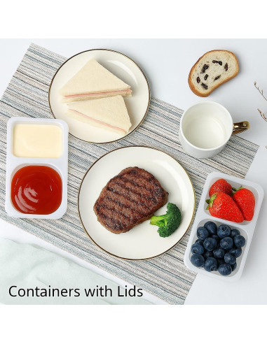 12 Recipientes Reutilizables Firwcwem Doble Compartimento 159ml