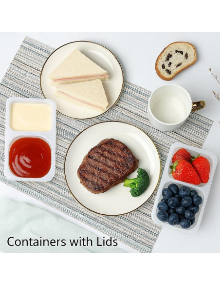 12 Recipientes Reutilizables Firwcwem Doble Compartimento 159ml