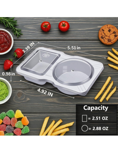 12 Recipientes Reutilizables Firwcwem Doble Compartimento 159ml