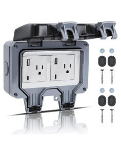 Toma de Corriente Exterior IP66 15A con USB y Tipo C