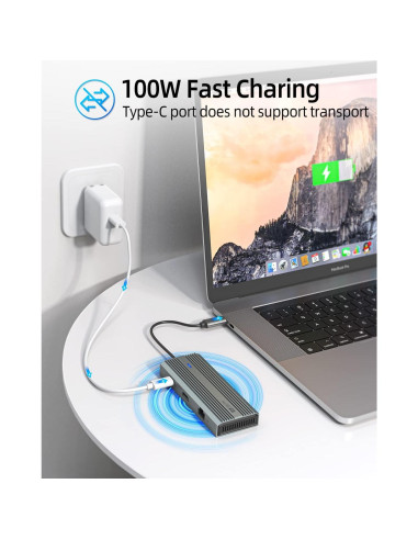 Hub USB C 8 en 1 SAN ZANG MASTER con HDMI 4K, Ethernet y Carga 100W