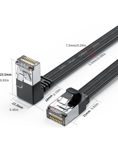 Cable Ethernet CAT 7 JUXIN 0.91M 90 Grados 10Gbps Blindado