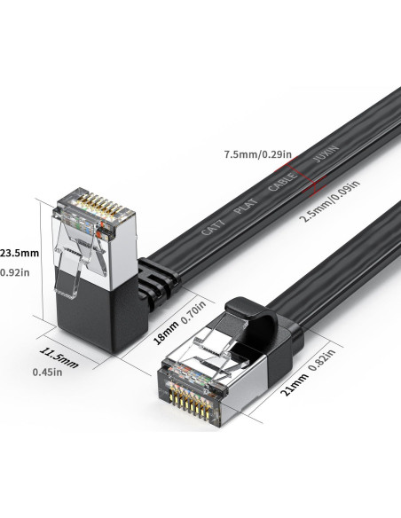 Cable Ethernet CAT 7 JUXIN 0.91M 90 Grados 10Gbps Blindado