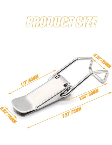 4 Pestillos de Resorte Acero Inoxidable 304 73mm Cionyce