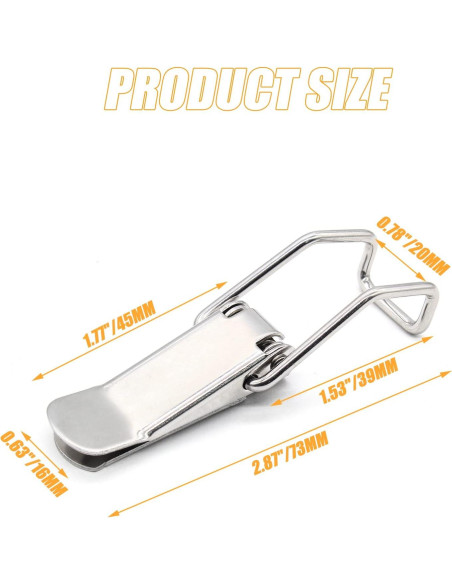 4 Pestillos de Resorte Acero Inoxidable 304 73mm Cionyce