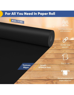 Papel de Kraft Negro Vanhench 44.7x170.2 cm 80GSM 2