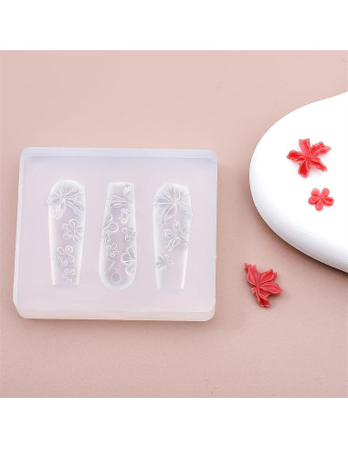 Kit de Moldes de Uñas 3D JFIYUO - Silicona Floral Hibisco