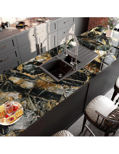 Papel Contacto de Mármol Dorado Pizarra VEELIKE 39.88x299.72cm