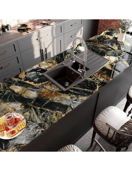 Papel Contacto de Mármol Dorado Pizarra VEELIKE 39.88x299.72cm