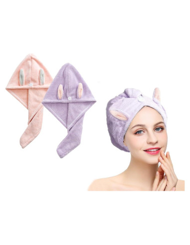 Toalla para el cabello czmylzytt 2 Pack Microfibra Rosa y Morado