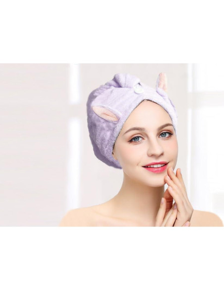 Toalla para el cabello czmylzytt 2 Pack Microfibra Rosa y Morado