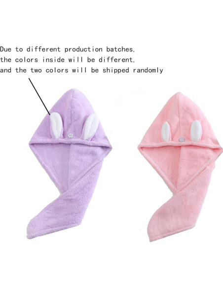 Toalla para el cabello czmylzytt 2 Pack Microfibra Rosa y Morado