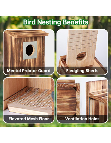 Casa para Aves UUMENHA Mediana con Protector de Metal 25cm