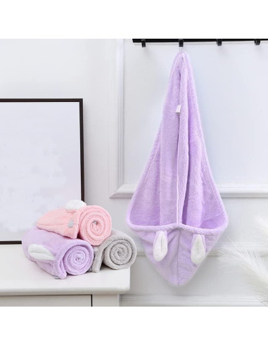 Toalla para el cabello czmylzytt 2 Pack Microfibra Rosa y Morado