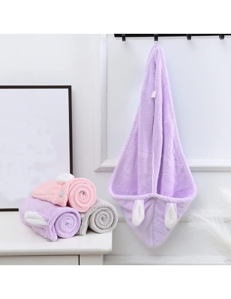 Toalla para el cabello czmylzytt 2 Pack Microfibra Rosa y Morado