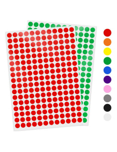 2040 Etiquetas Redondas Autoadhesivas YIKIADA 10 Colores 10mm