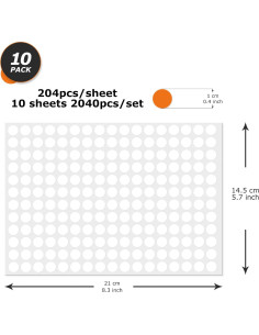 2040 Etiquetas Redondas Autoadhesivas YIKIADA 10 Colores 10mm 2