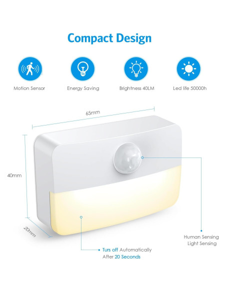 AMIR Luz de Escalera LED con Sensor de Movimiento - 2 Piezas