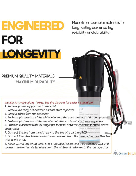 Capacitor de Arranque Duro 3 en 1 Seentech RCO410 - 115VAC