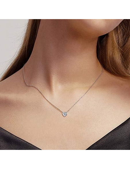 Collar Choker Corazón Plata Esterlina 925 Ever Faith 40-44cm