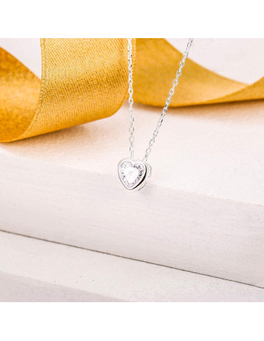 Collar Choker Corazón Plata Esterlina 925 Ever Faith 40-44cm