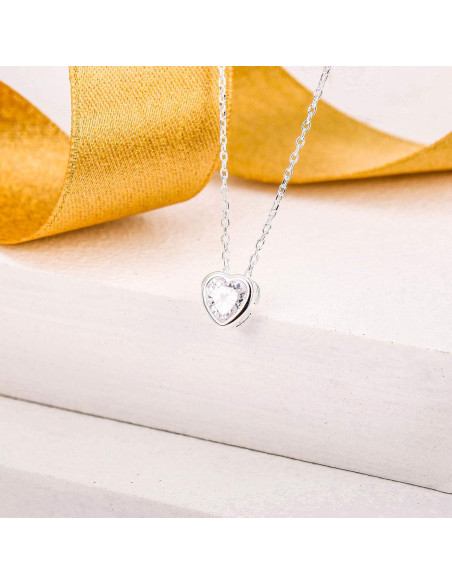 Collar Choker Corazón Plata Esterlina 925 Ever Faith 40-44cm