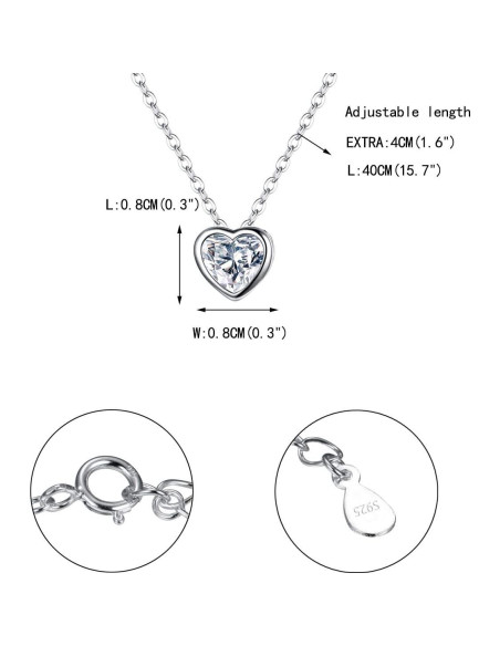 Collar Choker Corazón Plata Esterlina 925 Ever Faith 40-44cm