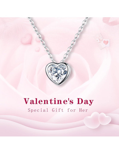 Collar Choker Corazón Plata Esterlina 925 Ever Faith 40-44cm