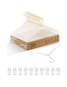Perchas para Niños HGYZE 50pcs Transparentes con Ganchos Dorados