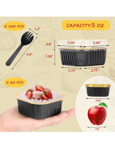 Moldes para Pasteles Mini LNYZQUS 150g 80paquete con Tapas 2