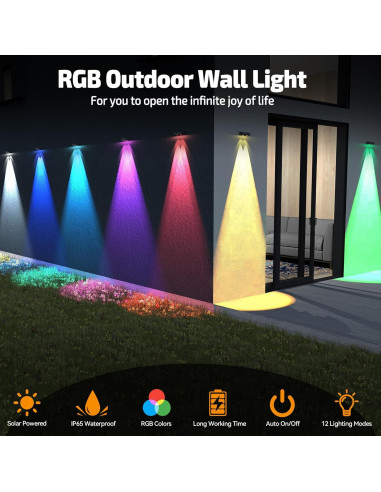 Luces Solares para Cercas Exteriores ZXCLIGHT IP65 10 Colores 12 Modos