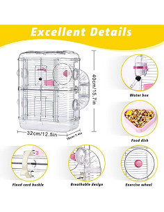 Jaula para hámster MLOHASING 2 niveles 44.2x32x40 cm 2