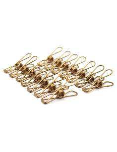 50 Pinzas de Ropa AITRAI Acero Inoxidable Doradas 5.6 cm