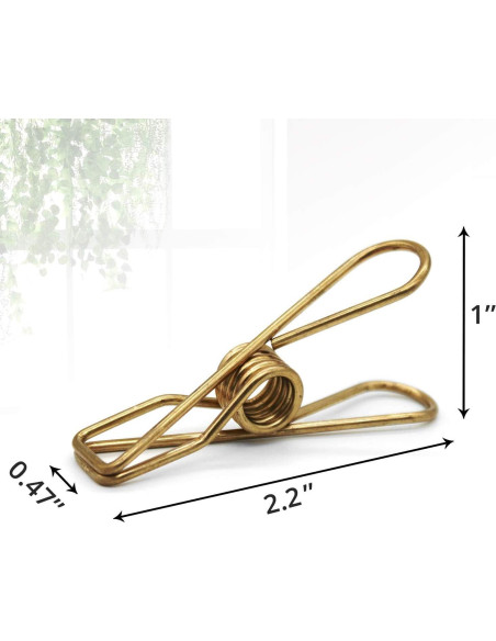 50 Pinzas de Ropa AITRAI Acero Inoxidable Doradas 5.6 cm