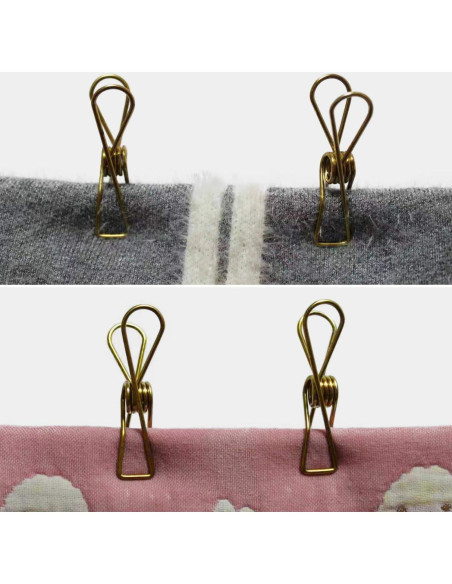 50 Pinzas de Ropa AITRAI Acero Inoxidable Doradas 5.6 cm