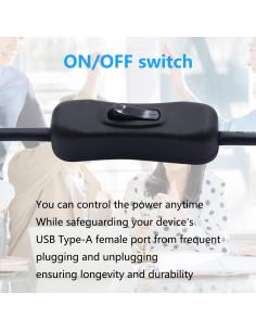 Cable de Extensión USB 3.0 90 Grados LANMINGLEL 0.5M con Interruptor 2