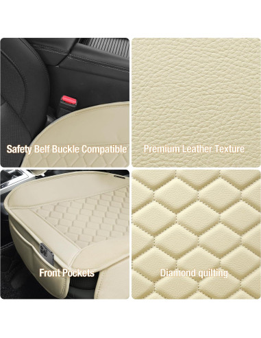 Cubiertas de Asiento de Coche Elantrip Beige 2 Pcs Antideslizantes