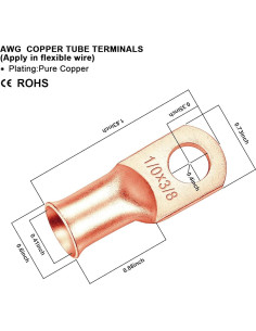 Conectores de Terminal de Batería iGreely 1/0 AWG 3/8" - 10 Pcs 2