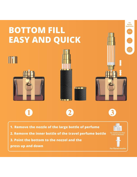 Atomizador de Perfume FENHON 5ml Recargable Cuero Negro