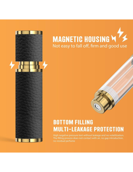 Atomizador de Perfume FENHON 5ml Recargable Cuero Negro