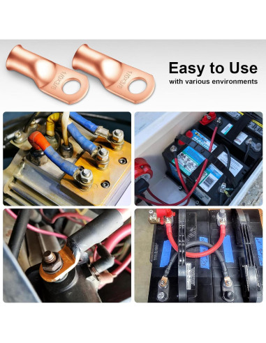 Conectores de Terminal de Batería iGreely 1/0 AWG 3/8" - 10 Pcs