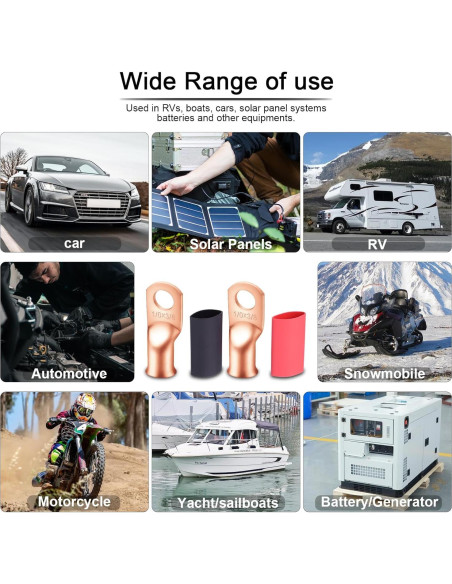 Conectores de Terminal de Batería iGreely 1/0 AWG 3/8" - 10 Pcs