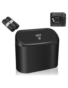 Cubo de Basura para Automóvil YGDMD Negro con Tapa y Gancho